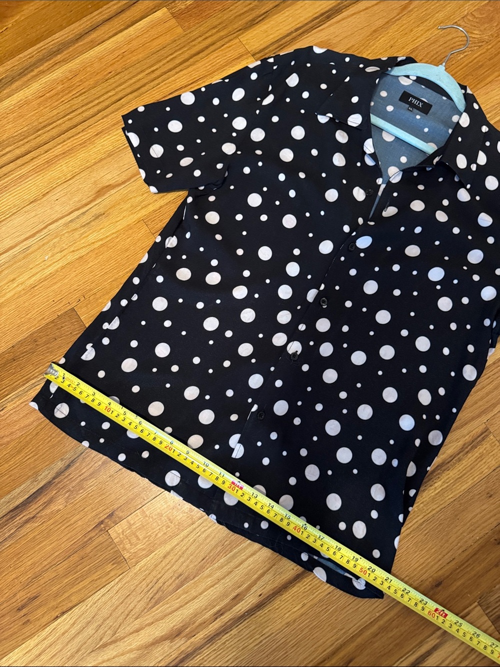 Black & White Polka Dot Short-Sleeve Shirt, Slim fit, XL - Picture 9 of 11